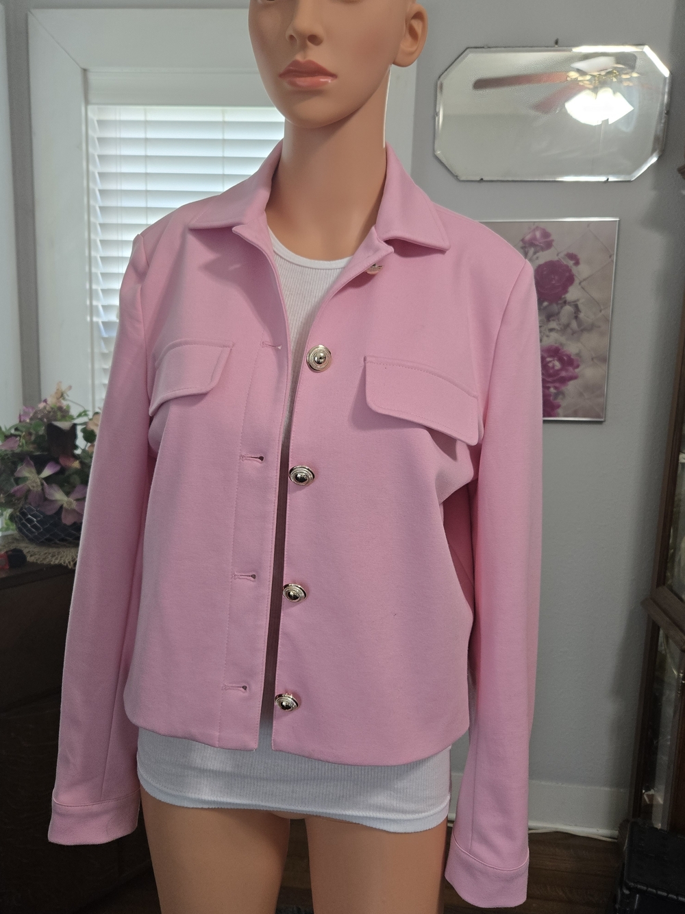 Jules & Leopold Pastel Pink Button-Front Blazer Jacket